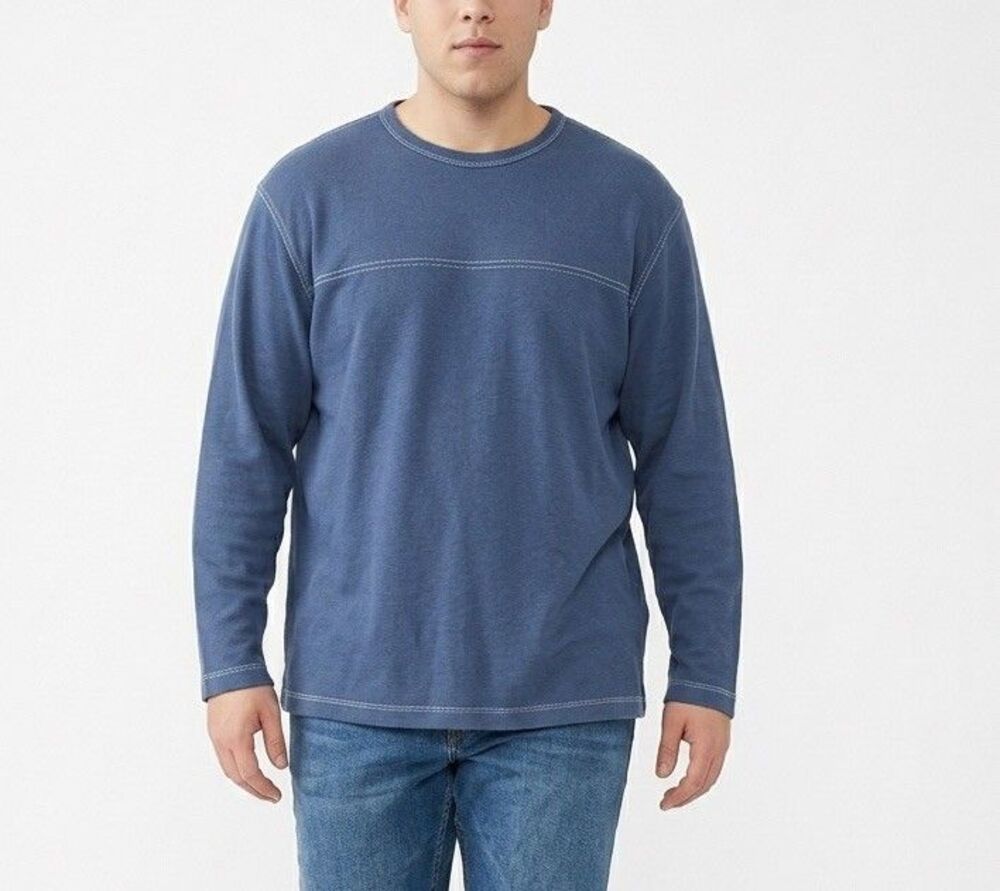 Vintage Y2K Old Navy Heavy T Shirt Men XL Blue Long Sleeve Skater Grunge 2004